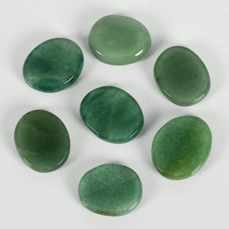 aventurine Натуральный чакра набор камень пальмовый камень 30*25*7 мм кристалл минеральный кварц полировка ломтик духовная медитация рейки целебная энергия - Цвет: aventurine