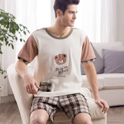 Бесплатная доставка летняя и осенняя одежда для сна из 100% хлопка с коротким