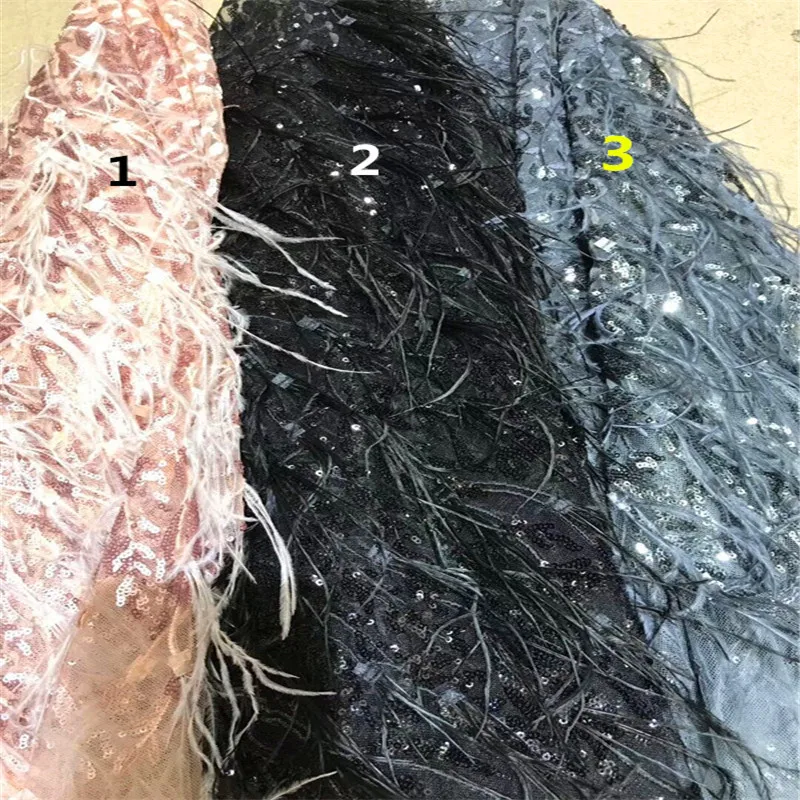 Синий цвет чистая кружева перо ткани высокой моды элегантный тонкий тюль для