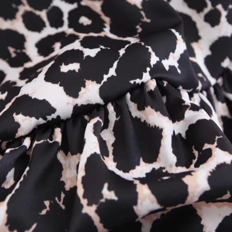 Леопардовая женская летняя юбка с оборками плиссированная миди Женская Бохо