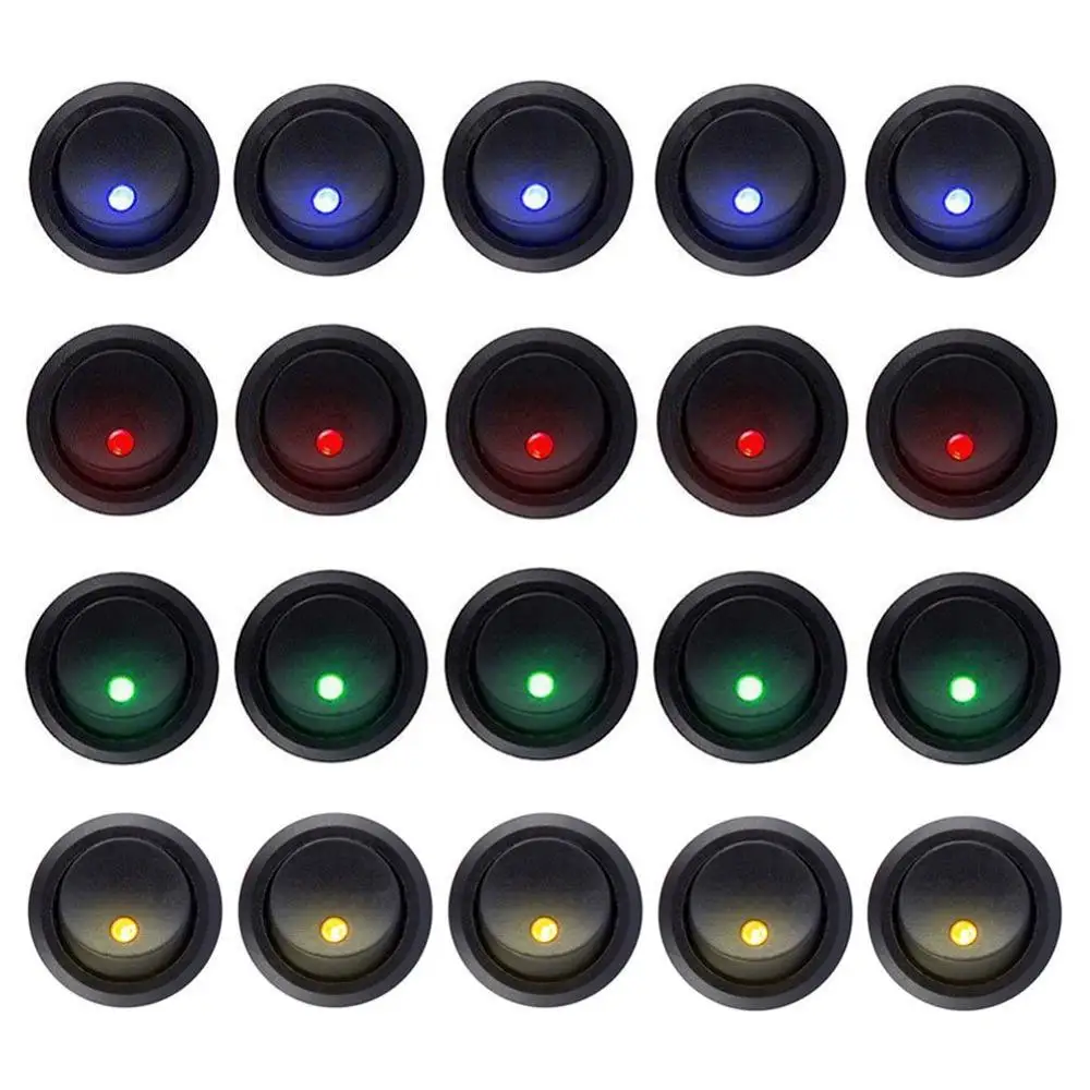 20PCS Mixed DOXINGYE, 20 шт., 12 В, 20 А, автомобильный, лодочный, авто, светодиодный, Круглый, точечный, тумблер, SPST, переключатель, ВКЛ-ВЫКЛ, контроль продаж - Цвет: 20PCS Mixed