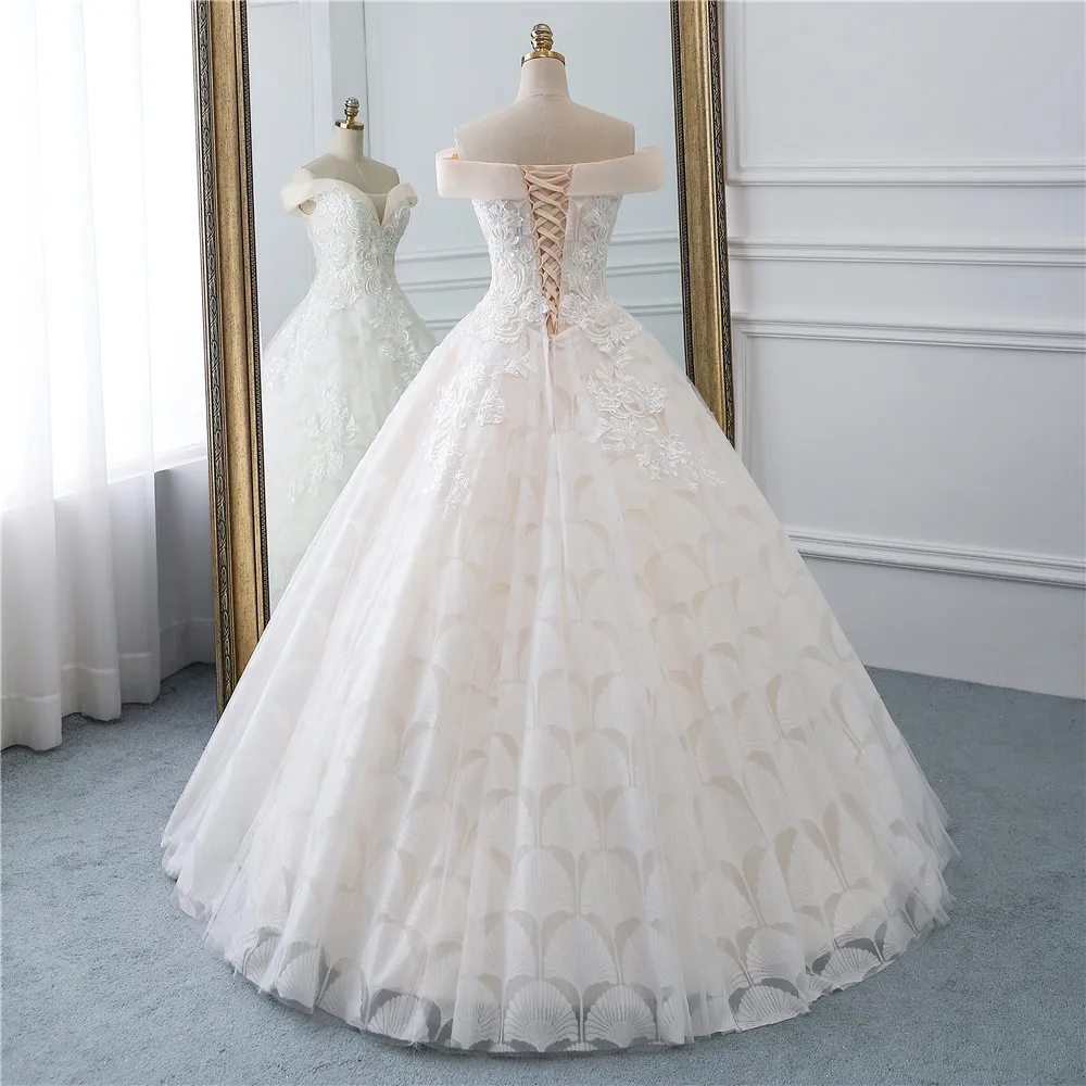 Fansmile, новинка, Vestidos de Novia, винтажное бальное платье принцессы, Тюлевое свадебное платье, качество, кружевное свадебное платье невесты, FSM-521F