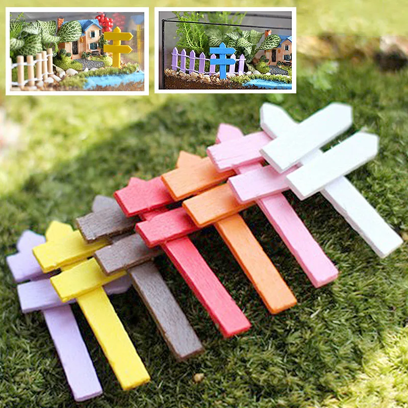 5PCS/Set DIY Microlandschaft Random Color Wooden MINI Graden Signpost Landscaping Accessories Fence Home Decorations | Дом и сад