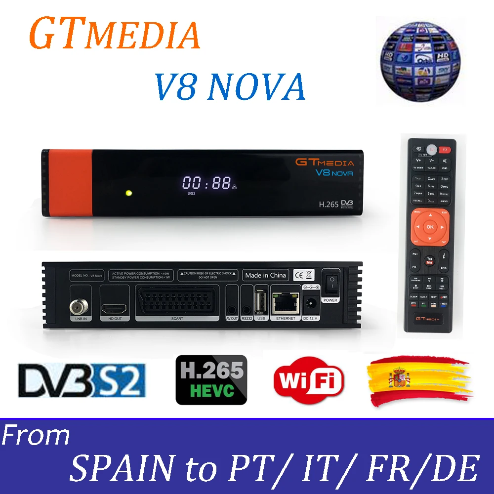 DVB-S2 Freesat V8 супер рецептор gtmedia V8 nova декодер DVB-S2 freesat Европа Cline на 1 год Испания H.265 V8 Honor приемник