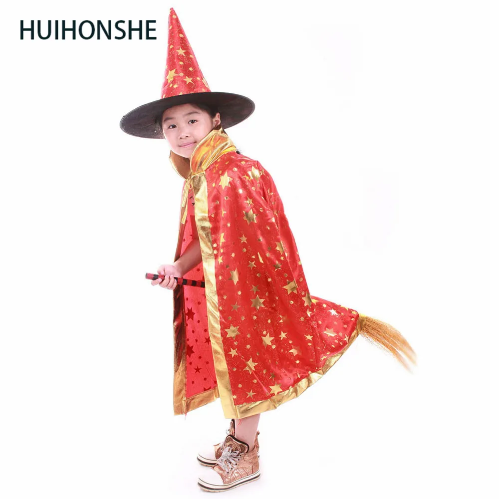 HUIHONSHE/Детские костюмы на Хэллоуин для мальчиков и девочек мантия ведьмы