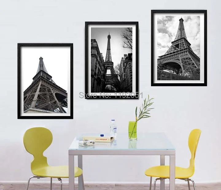 Фотография Безрамная картина Эйфелева башня Париж Романтика черно-белые