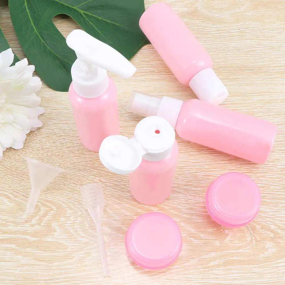 8pcs Travel Refillable Bottles Set Plastic Bottle Spray Lotion Shampoo Cosmetic PET Sub-bottle Portable Container Bot | Красота и