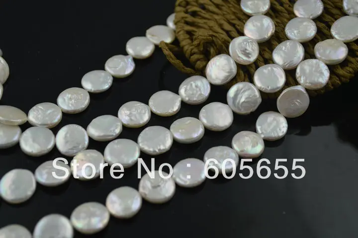 

11~12mm Natural White Fresh Water Pearl Flat Round Coin Loose Beads fit Fashion Jewelry making