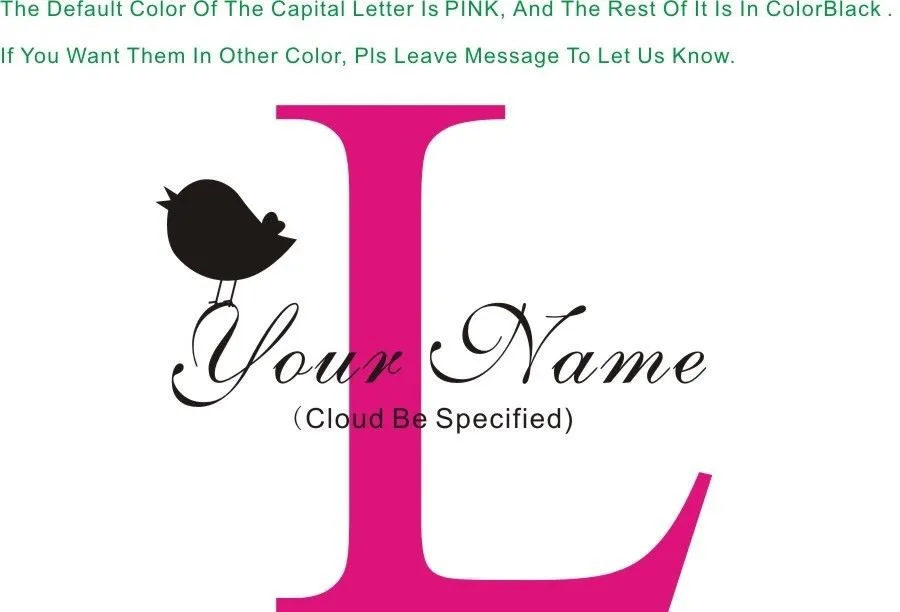 Красивое индивидуальное имя клиента монограмма девушка мальчик подарок Птица