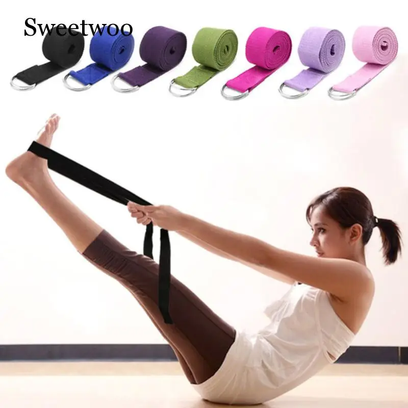 Women Yoga Stretch Strap Multi-Colors D-Ring Belt Fitness Exercise Gym Rope Figure Waist Leg Resistance Fitness Bands Yoga