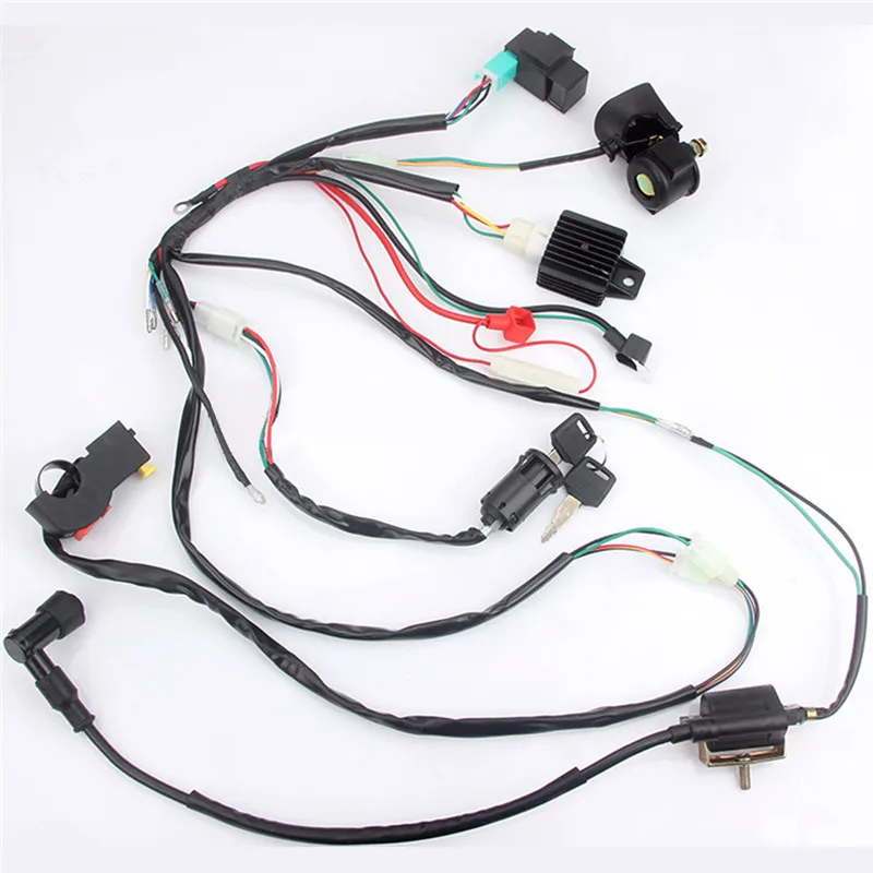 CDI жгут проводов статора Asembly проводка подходит для ATV Электрический Quad 50 70 90 110CC с выпрямитель зажигания ключ Катушка CDI блок Kill