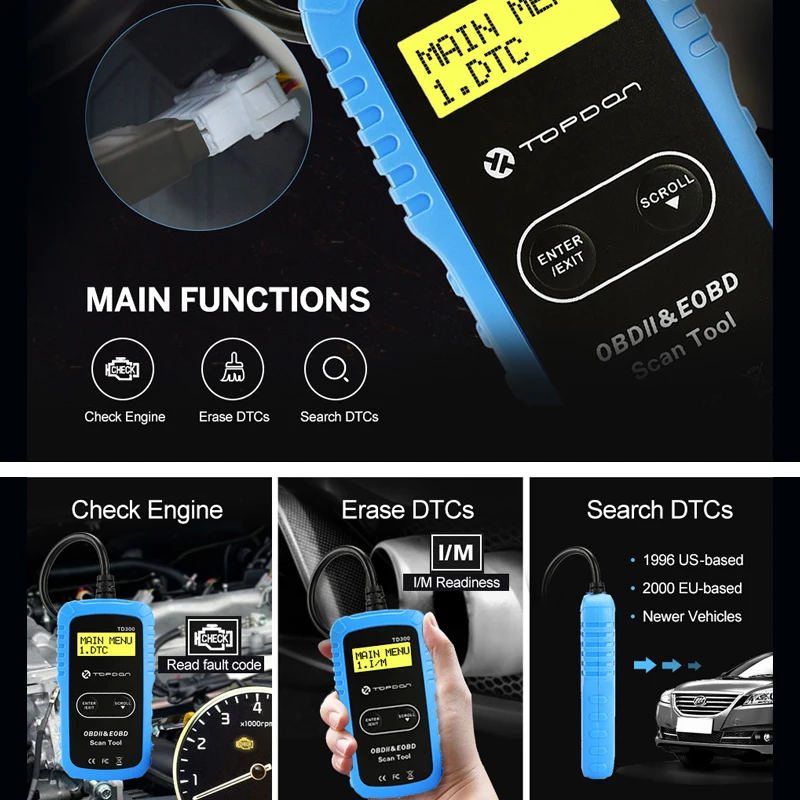 TOPDON TD300 Obd2 автомобильный диагностический инструмент OBD 2 Автомобильный сканер