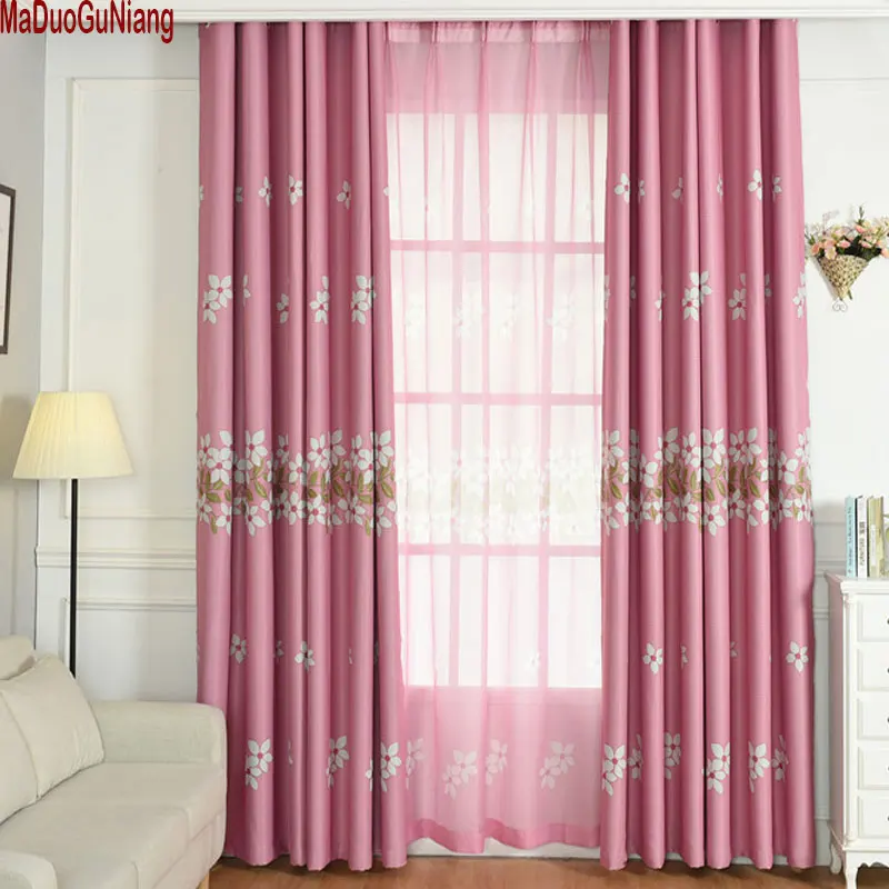 Цветочные Розовые Печатные шторы для гостиной/спальни n принцесса прозрачные