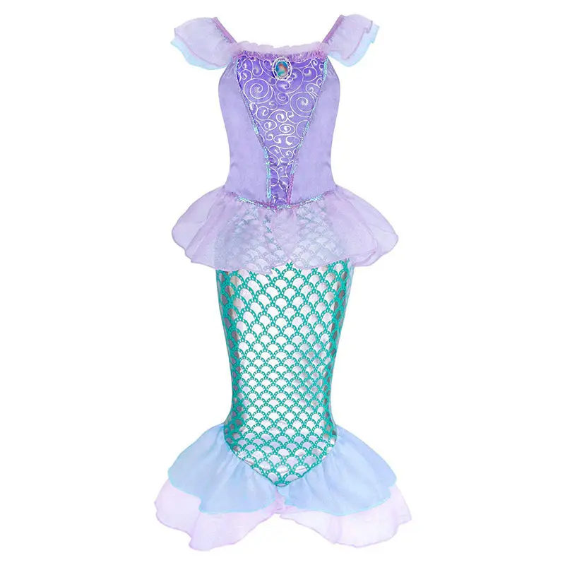 Dresses DAYLEBABY/детская одежда; нарядный костюм Русалочки для девочек; одежда для игр; костюм принцессы Ариэль с повязкой на голову; костюм на Хэллоуин - Цвет: Dresses