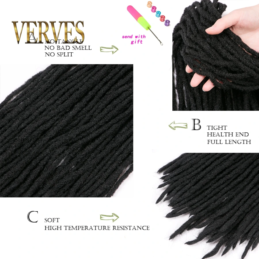 VERVES ручные дреды вязаные крючком косички 20 дюймов 48 корней в упаковке Locs Ombre