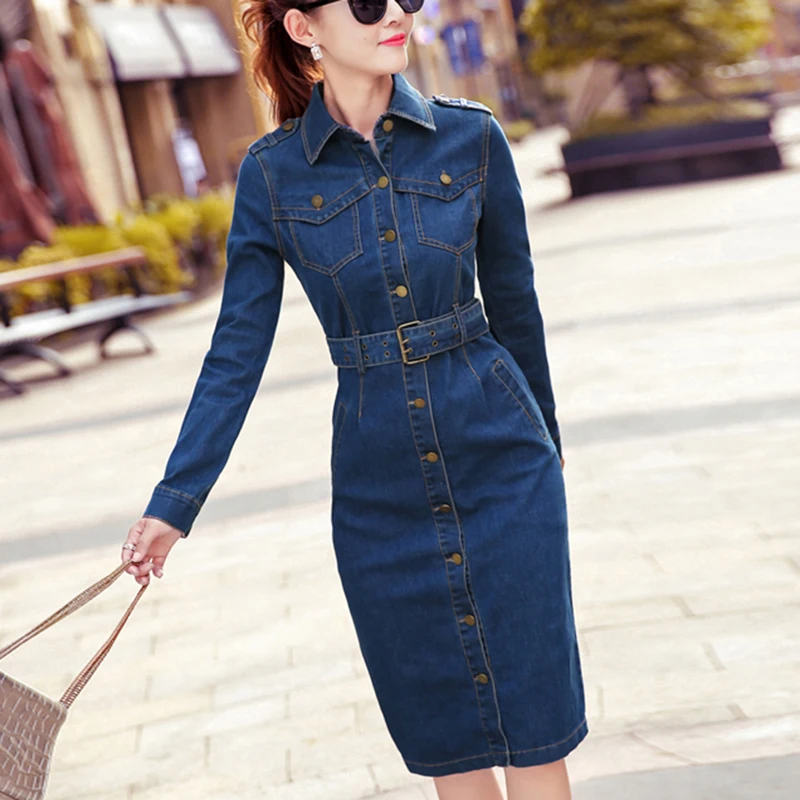 Женское облегающее джинсовое платье Осенние ковбойские женские офисные