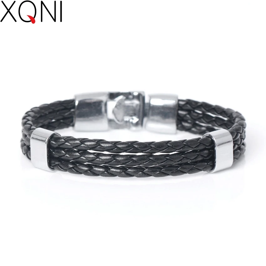 Новый модный многослойный Мужской Бандаж модные кожаные браслеты лаконичный