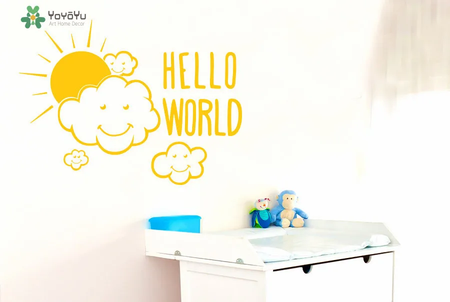 Облака Наклейка на стену с узором в виде солнца цитаты Hello World спортивный костюм