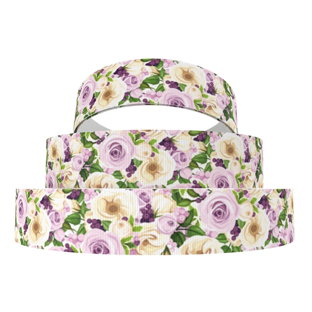David accessories " 25 мм Цветок Полиэстеровая корсажная лента 50yds, материалы для ручных поделок, упаковка для свадебного подарка, 50Yc7123 - Цвет: 1086129006
