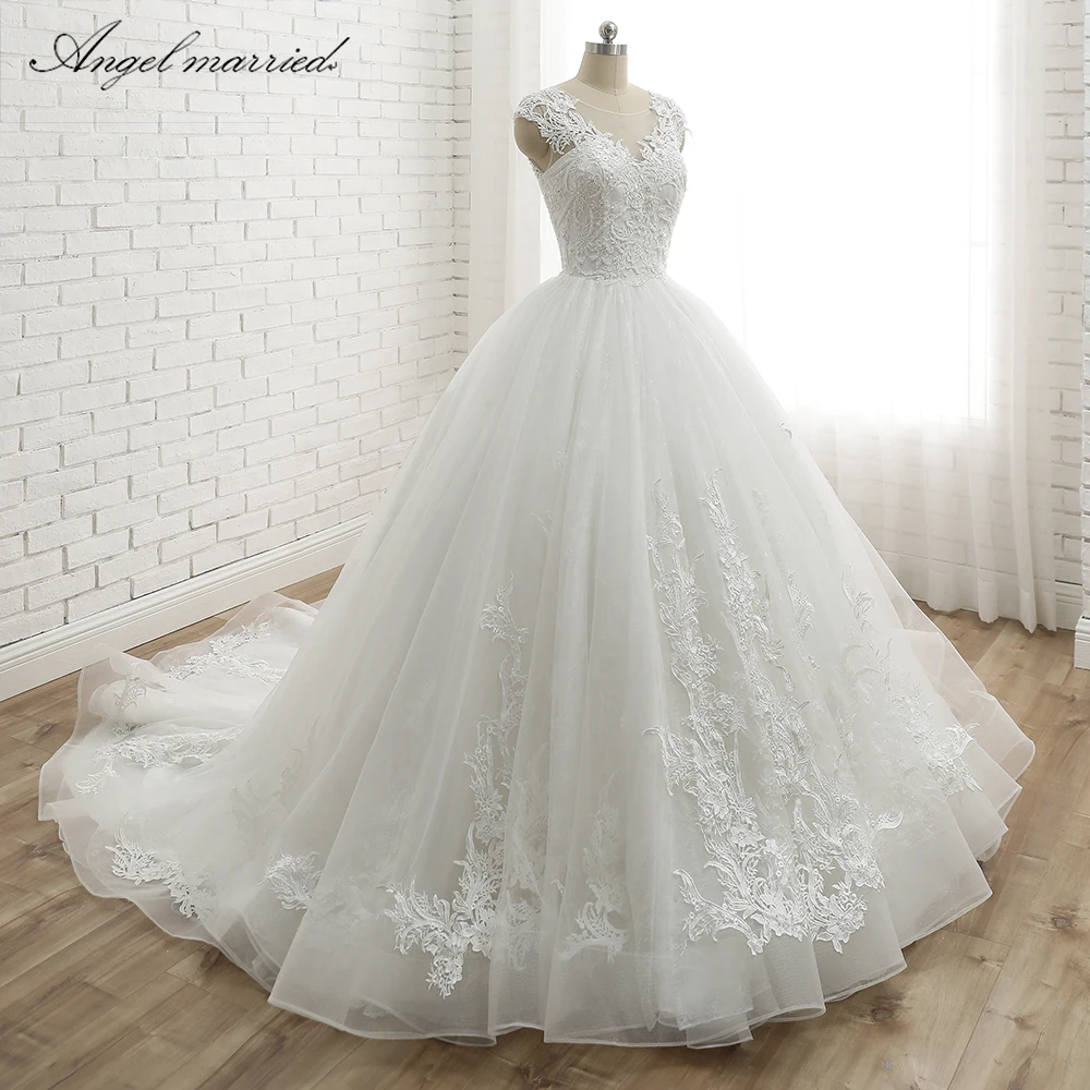 Angel sevened vestido de noiva женское винтажное кружевное свадебное платье с рукавами-крылышками, кружевное свадебное платье принцессы с аппликацией на заказ