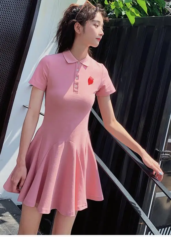 girl mini dress Одежда для влюбленных пар; одежда для влюбленных; праздничный дизайн в консервативном стиле; Розовая Повседневная одинаковая хлопковая футболка для пары; платье - Цвет: girl mini dress