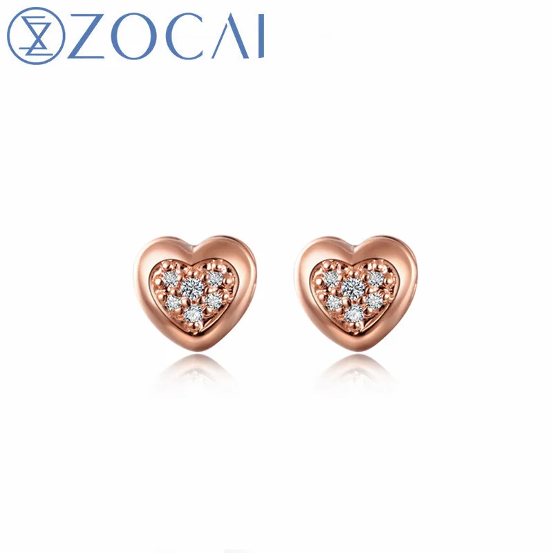 

ZOCAI New Arrival Earrings Real Heart Shape 0.03 CT Diamond 18K Rose Gold Earrings E80119T