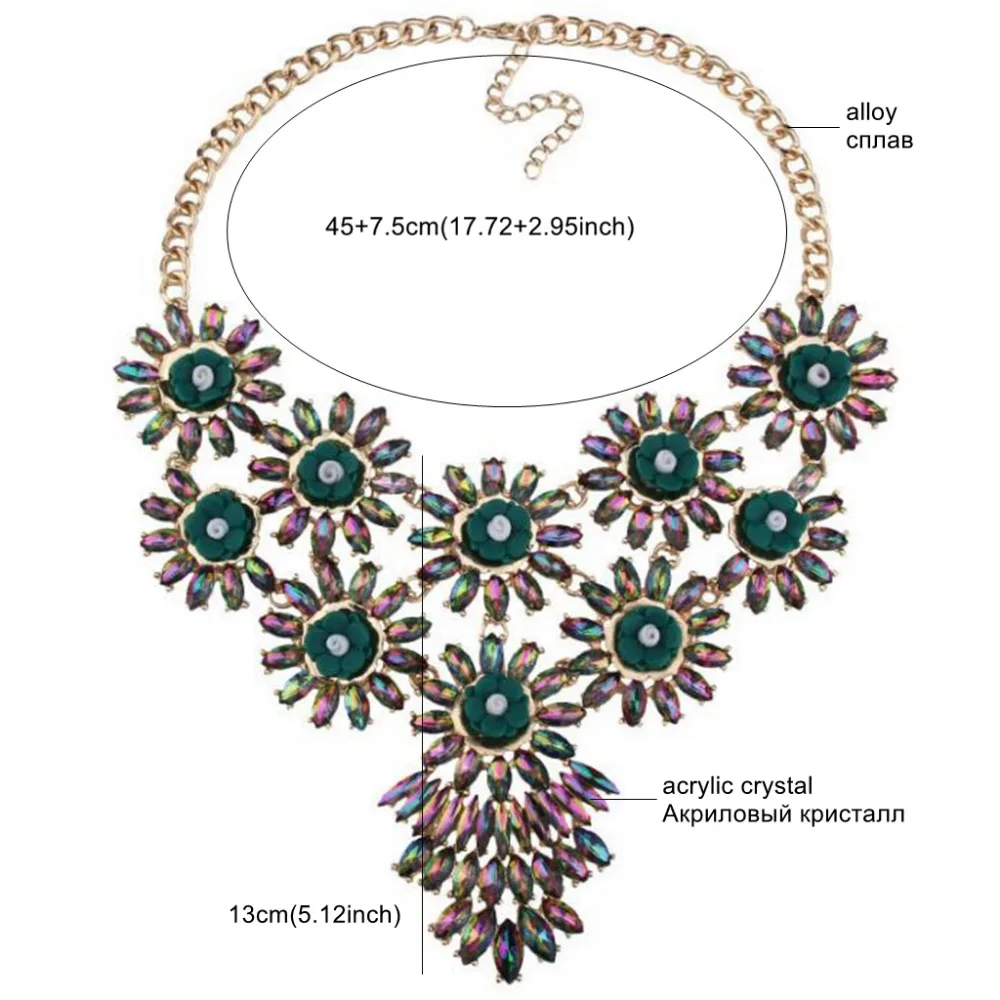 Модный яркий хрустальный цветок эффектное ожерелье для женщин ожерелье-чокер с