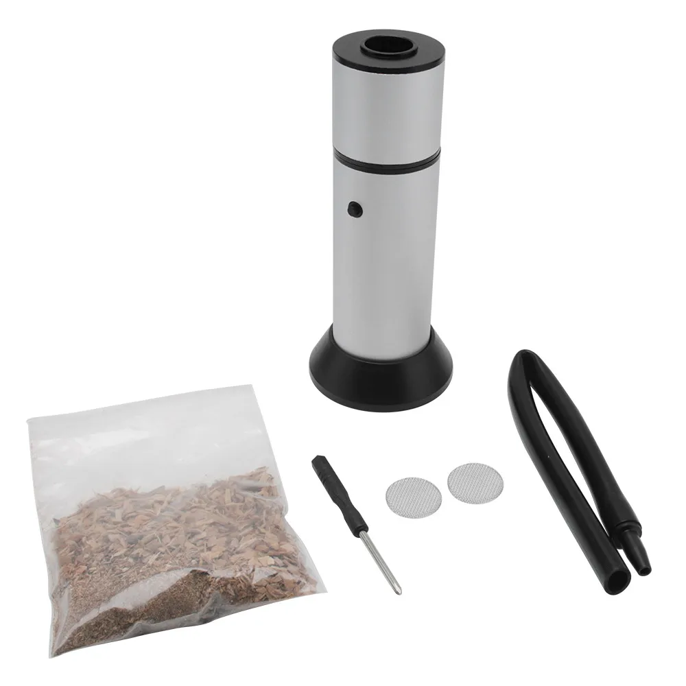 Серебристый BORUiT Food Cold Smoke Generator Portable Molecular Cuisine Smoking Gun Meat Burn Smokehouse Cooking for BBQ Grill Smoker Wood - Цвет: Серебристый