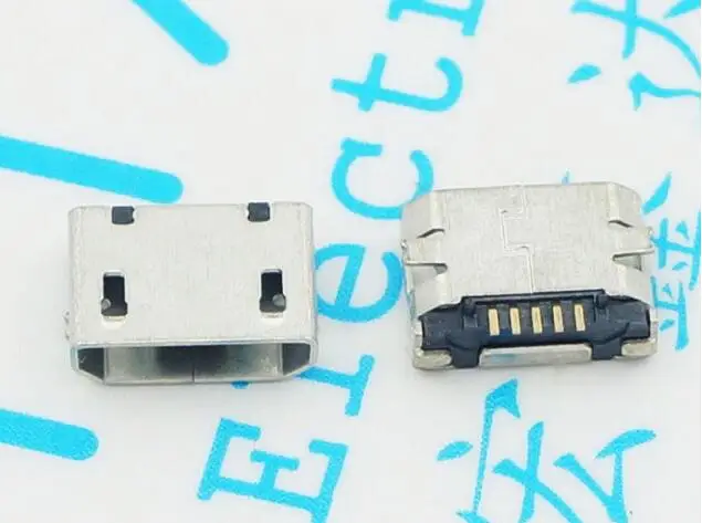 100 шт. Micro USB 5pin SMD Короткие иглы без стороны B Тип плоский рот скручивания разъем