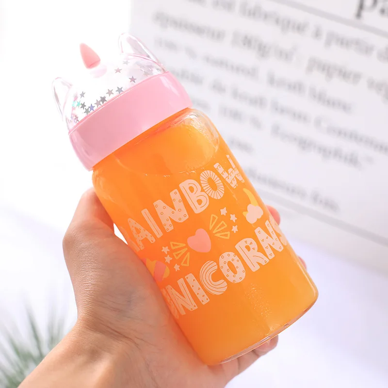 320 мл портативная бутылка для воды из боросиликатного стекла с изображением