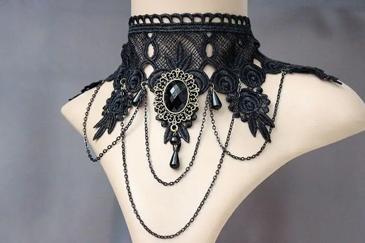 Ожерелье чокер из черного кружева в готическом стиле|fashion jewelry|jewelry fashionlace choker |