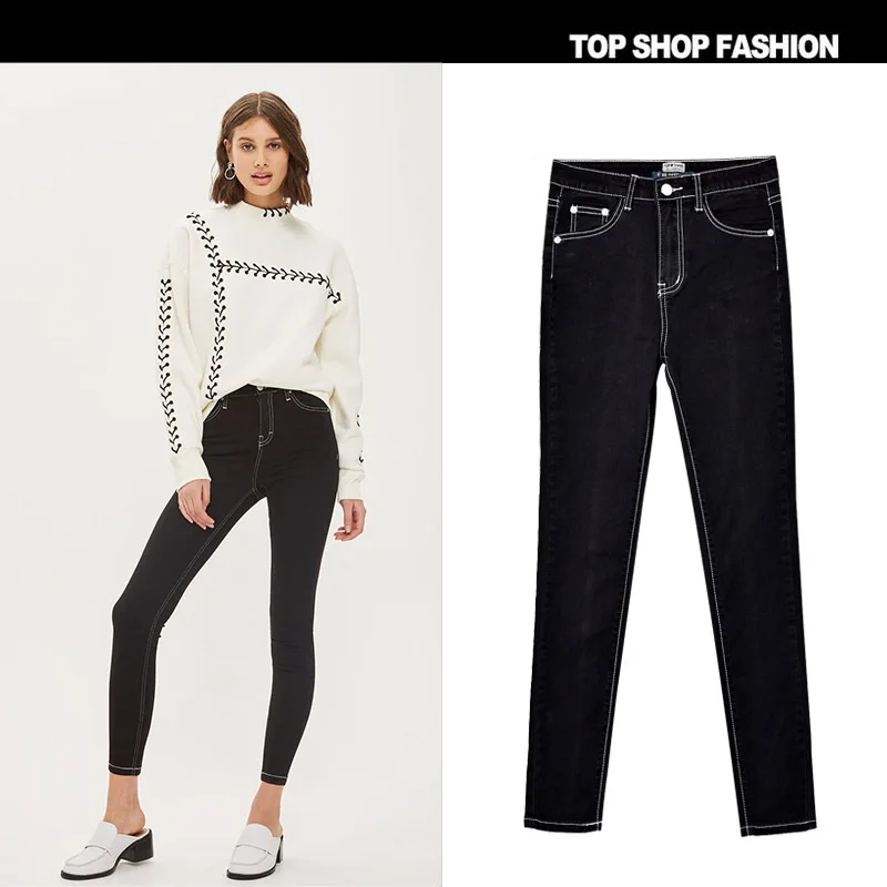 Новинка 2018 женские осенние джинсовые леггинсы облегающие тонкие узкие брюки с