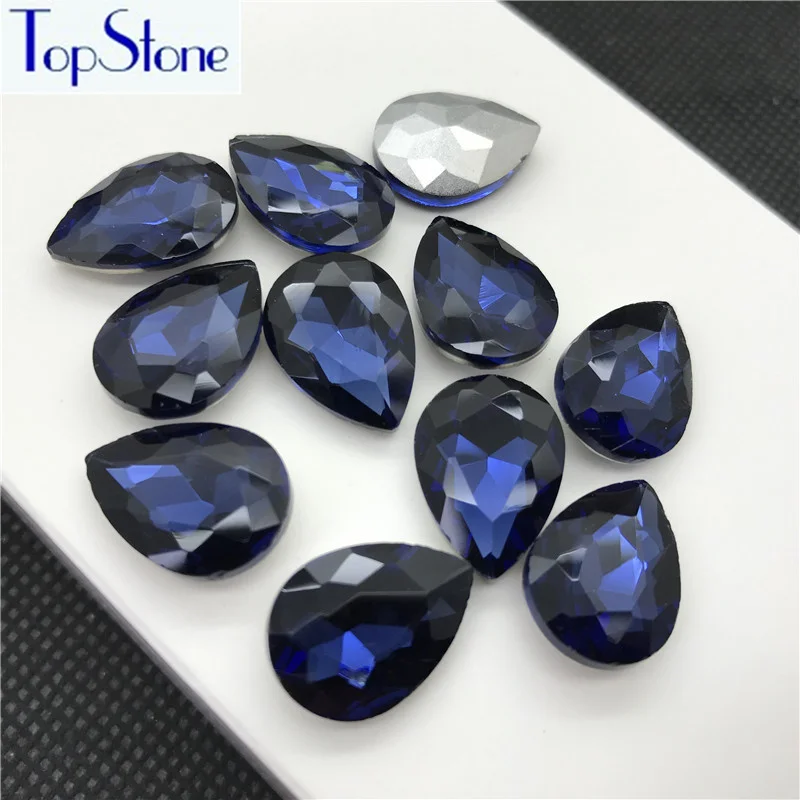 Монтана синий стеклянный кристалл в форме слезы заостренный на спине Стразы 5x8 6x10