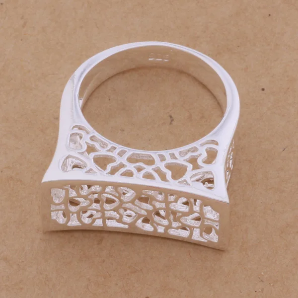 Посеребренное кольцо полый большой ретро модный стиль высшее качество классная