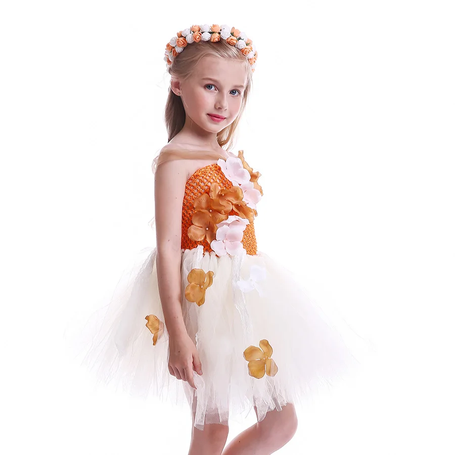 Hawaiian Style Moana Inspired Girls Tutu Dress Halloween Photo Prop Purim Kids Baby Fancy Flower Costume Handmade Tulle | Детская одежда