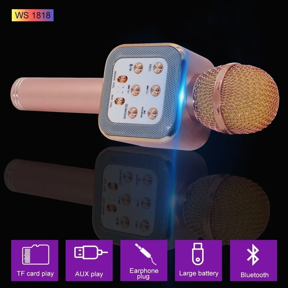 WS-1818 беспроводной Bluetooth ручной микрофон динамик с коробкой светодиодные микрофоны для онлайн классной комнаты учителя VIPkids детей