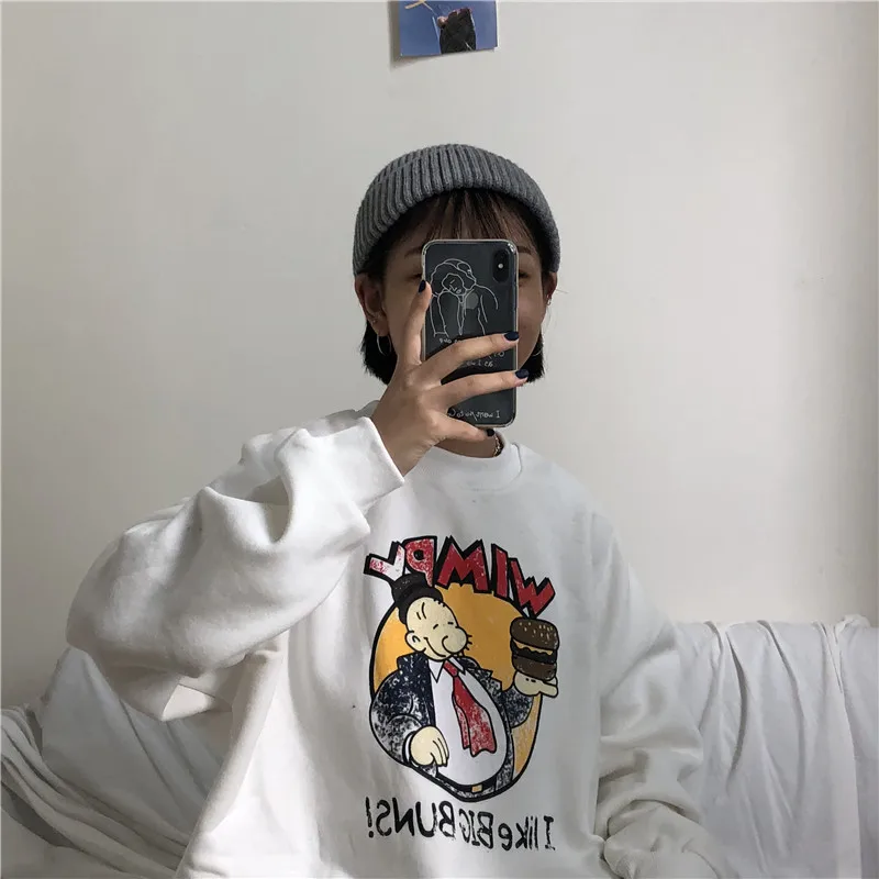 YouGeMan лучшие друзья Толстовка Осень Зима Ulzzang Harajuku Винтаж Забавный флисовый пуловер толстовки для женщин с длинным рукавом пот