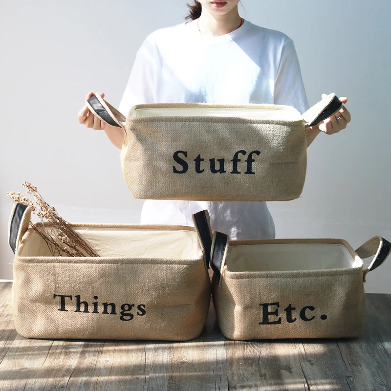 Japan Style Cotton Linen Storage Box for Sundries Thick Underwears/Toys Baskets Multi-Function Table Organizer | Дом и сад