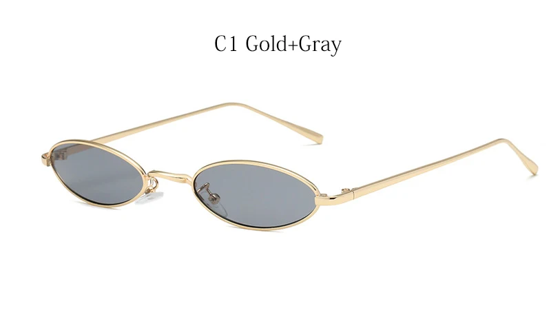 C1 Gold Gray Маленькие овальные солнцезащитные очки для женщин, Ретро стиль, металлическая оправа, очки, модные, маленький размер, красные, желтые, прозрачные линзы, солнцезащитные очки,, новинка, UV400 - Цвет линз: C1 Gold Gray