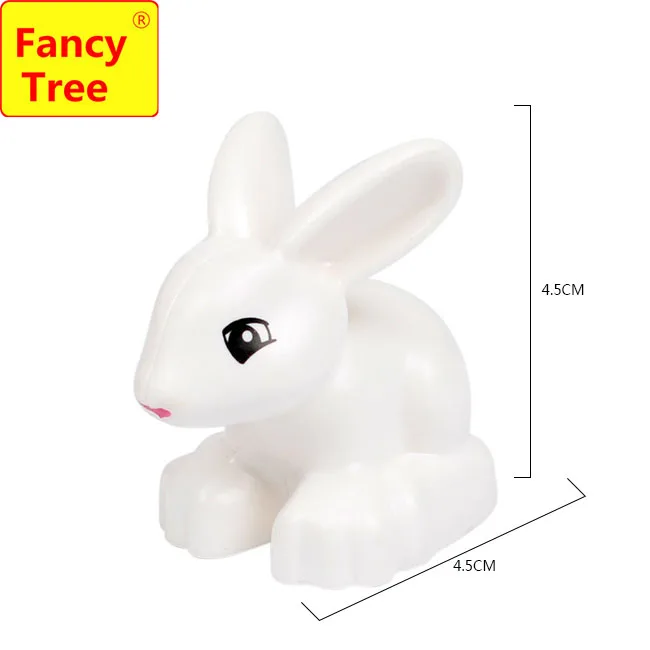 white rabbit Совместимые с Duplo Основные строительные блоки с крупными частицами аксессуары животные зоопарк утка овца кошка корова свинья лошадь игрушки подарочные кубики - Цвет: white rabbit
