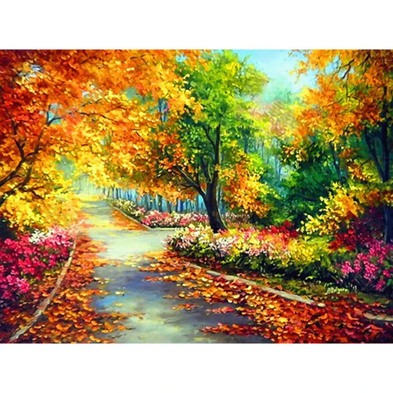 

5D DIY Diamond Painting Cross Stitch Full Diamond Leaves Scenery Painting Diamond Painting Rhinestones Holiday Gift