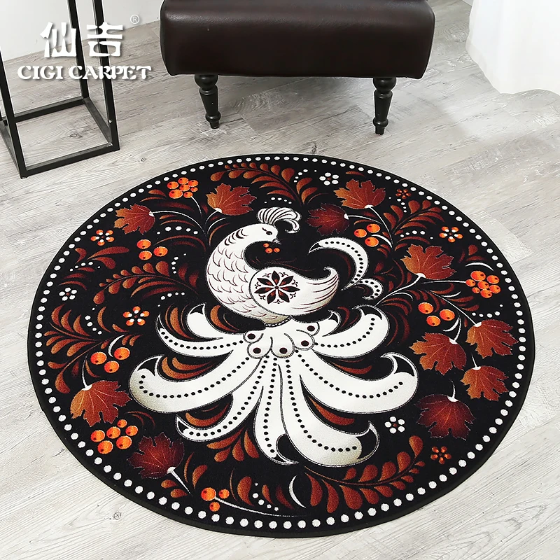 CIGI круглый напольный коврик с принтом павлинов нескользящий домашний коврики
