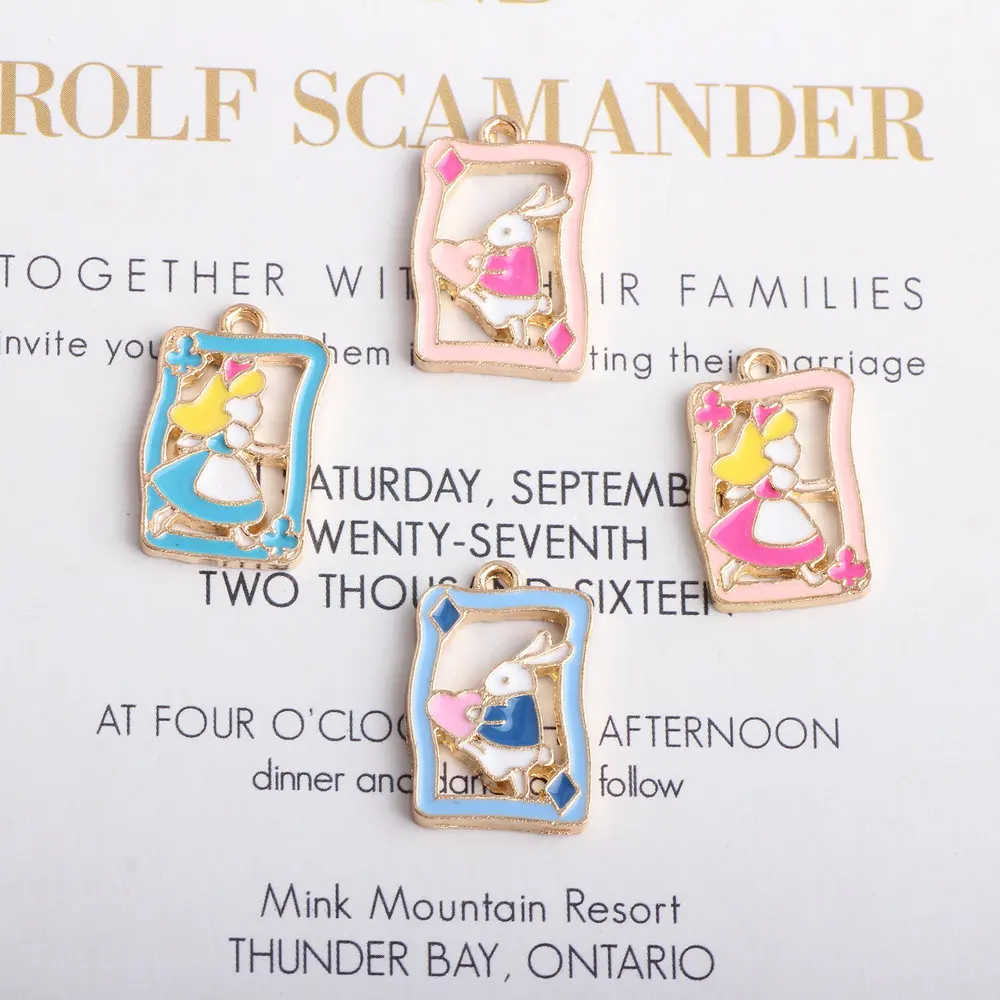 Оптовая продажа 20 шт./лот Алиса девушка счастливый кот кролик деньги Подвеска из