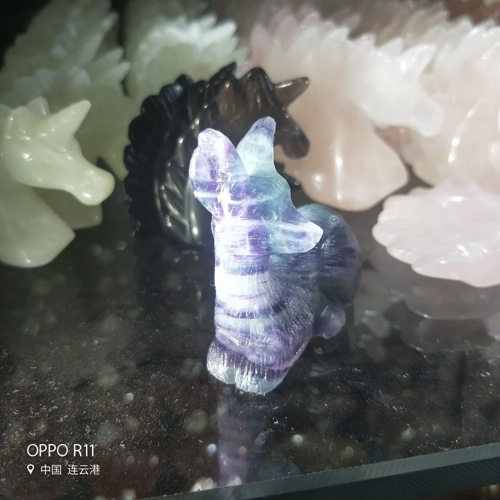Natural Crystal Stone Fluorita Cristal Deer Cute Animal Cristalino Colorido Ciervos Curacion Regalo Navidad | Дом и сад