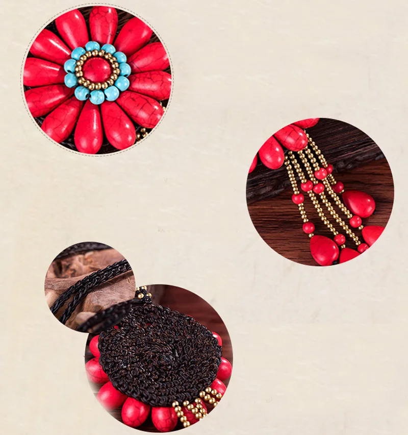 Новая мода богемное пляжное Длинное Ожерелье Bijoux старинный зеленый камень цветок ожерелье s для женщин модное ювелирное изделие