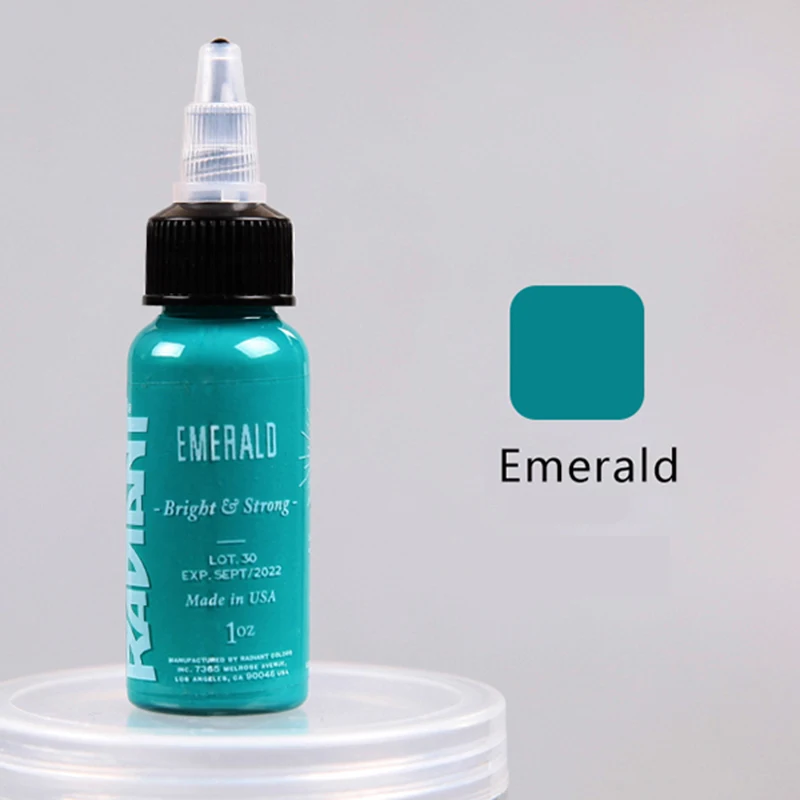 Emerald Сияющие профессиональные чернила для татуировки 1 шт 1 унция/30 мл бутылка нежная текстура долговечные чернила для татуировки Быстрый пигмент-C0 - Цвет: Emerald