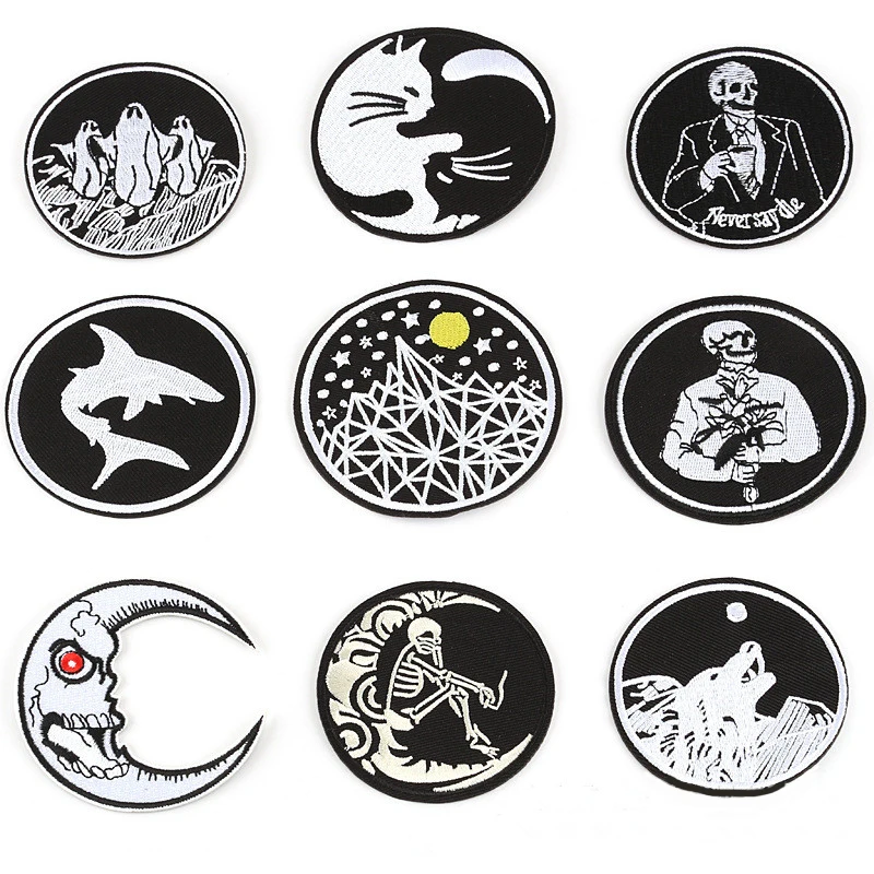 1 шт. забавная черно белая вышивка для одежды DIY декоративная куртка в стиле панк