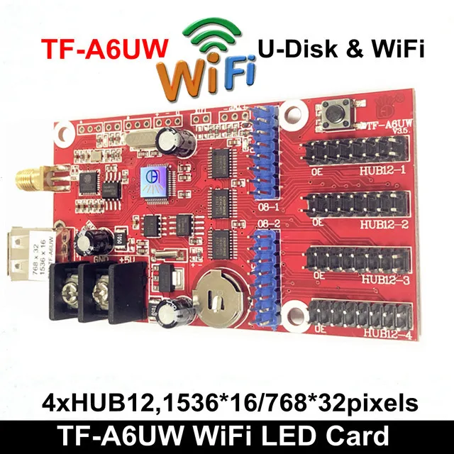 

TF-A6UW карта управления беспроводной Wifi контроллер поддерживает светодиодные модули, такие как LED DIY рекламная доска P5 P7.62 P10