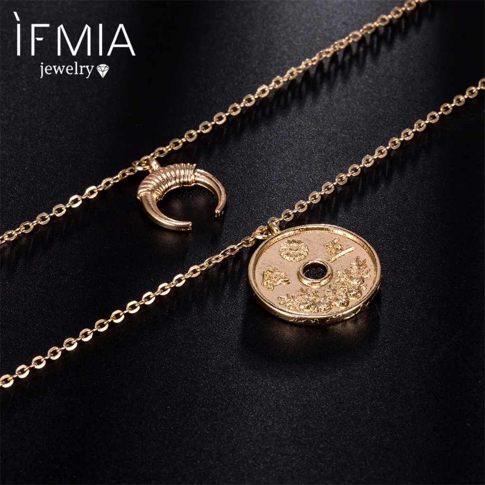 IFMIA богемное ожерелье с кулоном в виде Луны и монет новинка 2018 модное женское