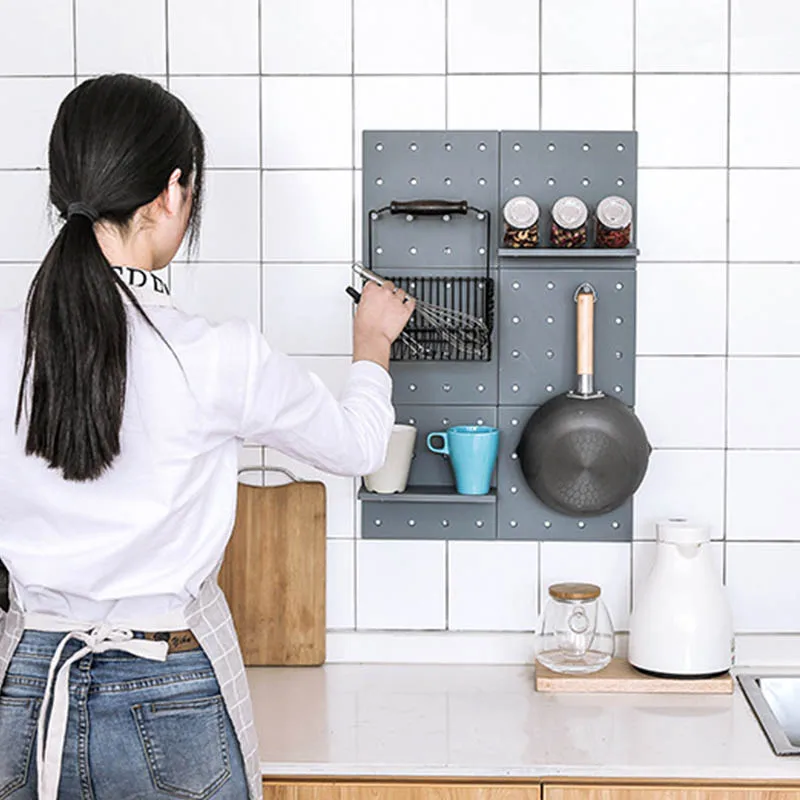 Креативная настенная стойка для хранения с отверстиями гостиной кухни на